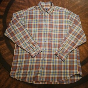 Robert Talbott Men's Vibrant Plaid Button Down Shirt Size XL 100% Cotton